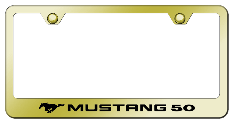 Auto Gold Mustang 5.0 Standard Frame Laser Etched on Gold - Click Image to Close